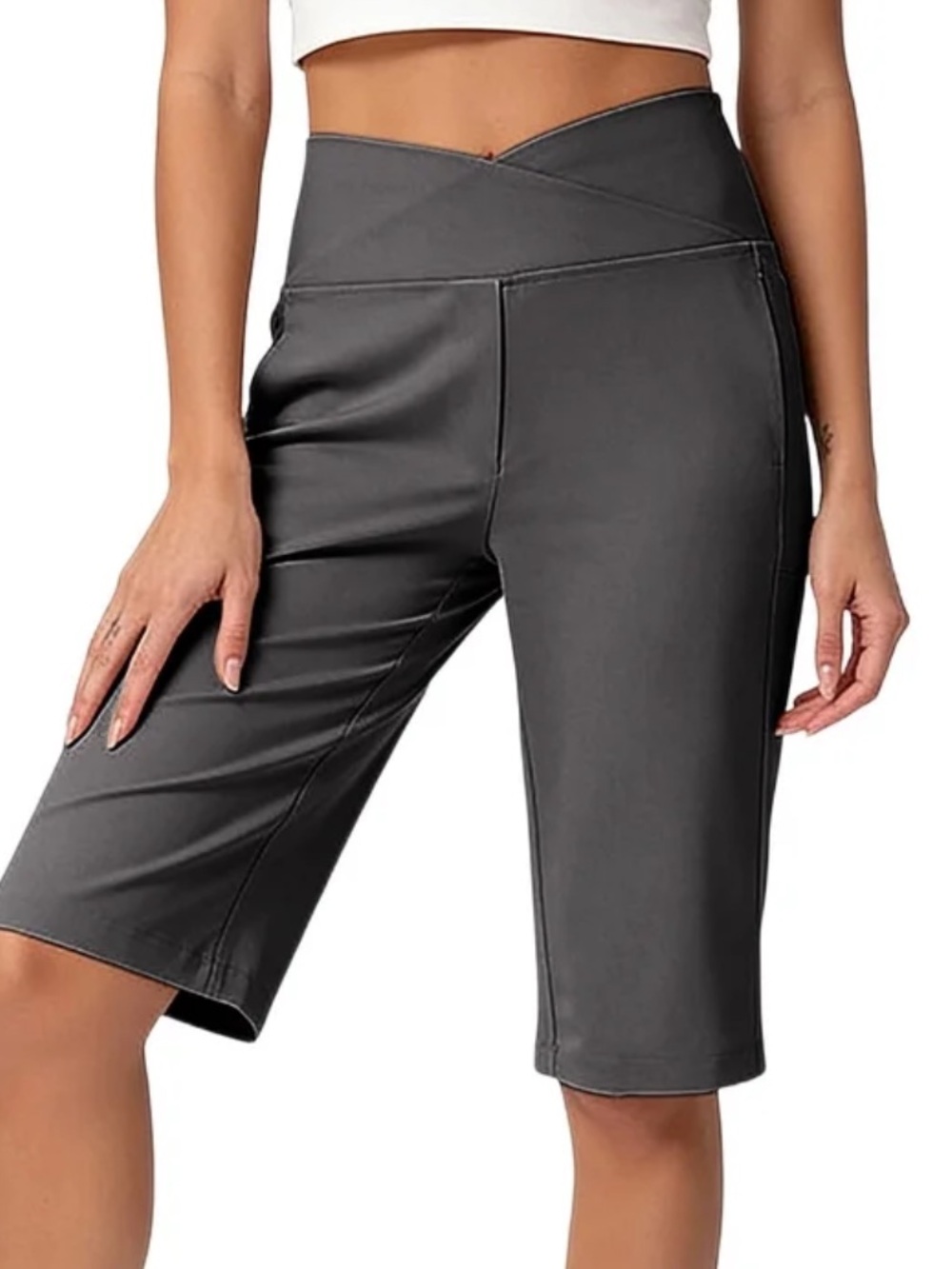 Reebok High-Waist Gray Women's Biker Shorts